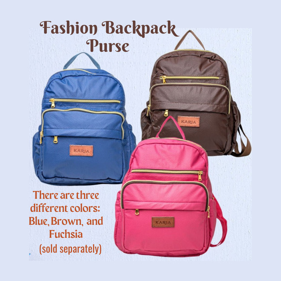 KARIA Women\'s Fashion Backpack Purse Brown Brand New High Quality Great Gift NEW main image 5